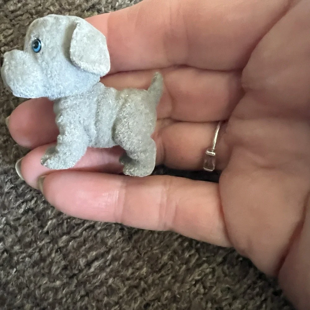 Vtg 2 Puppy Puppies In My Pocket Luna Weimaraner Jasper Greyhound Flocked
